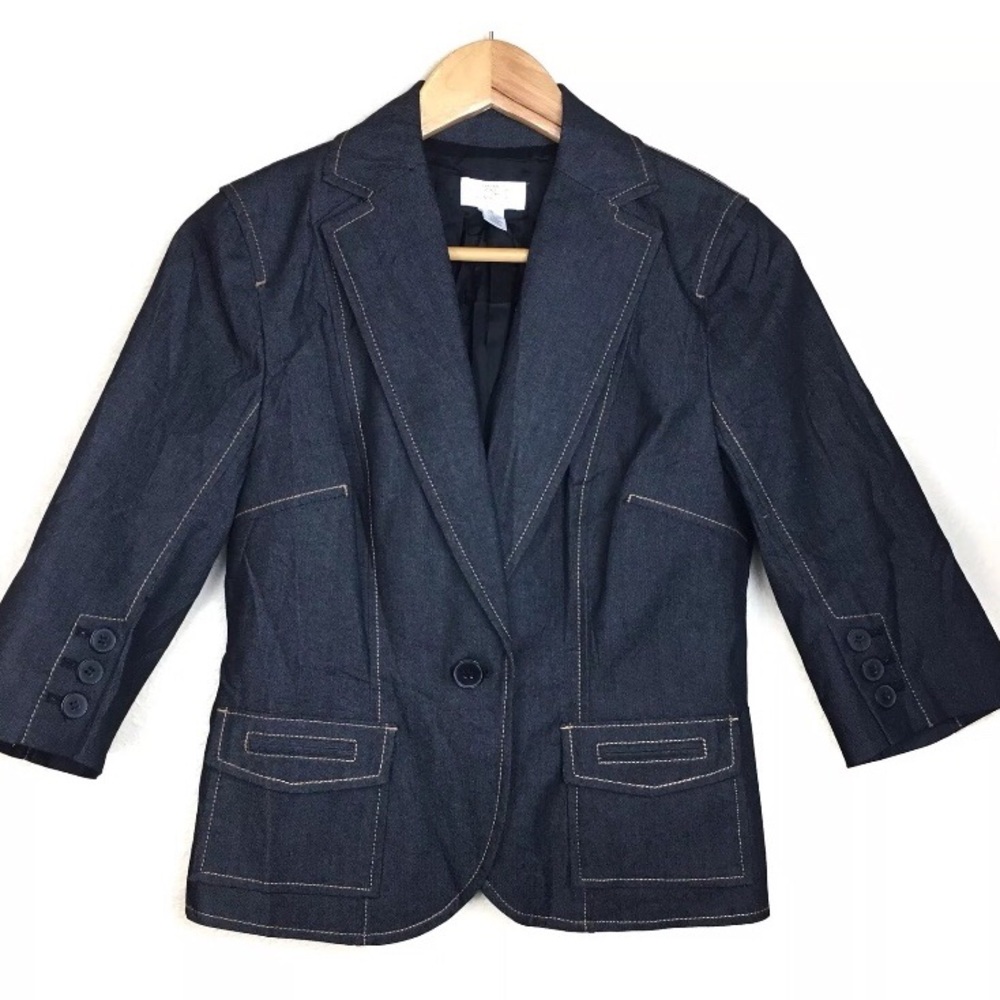 Ann Taylor Loft Petites Denim Blazer 3/4 Sleeves